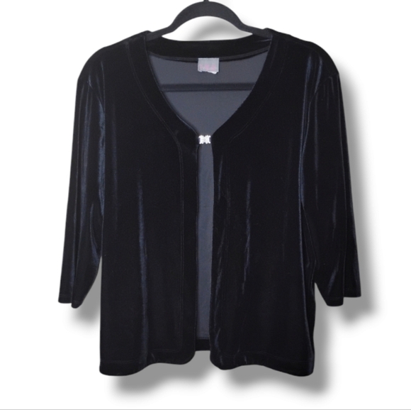 Y2K Velvet/Velour Shrug • Butterfly Hook • Cocktail Goth • Black • L - Picture 1 of 5